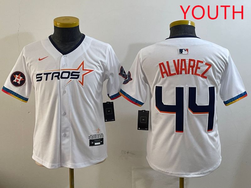Youth Houston Astros #44 Alvarez White Fourth generation Joint Name 2025 Nike MLB Jersey style 5